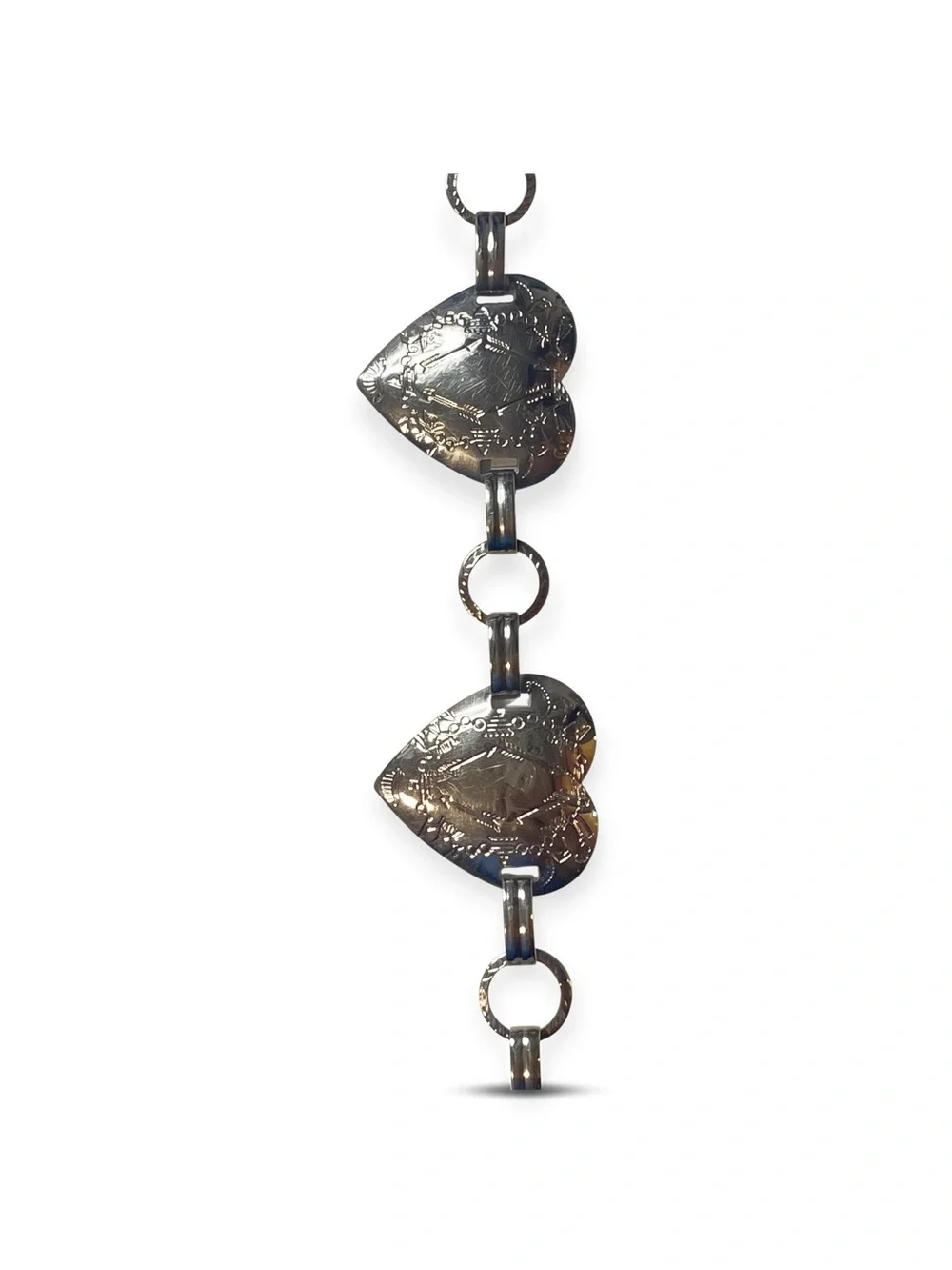 Silver Tone Heart Concho Belt 38” Western Boho Southwestern Adjustable